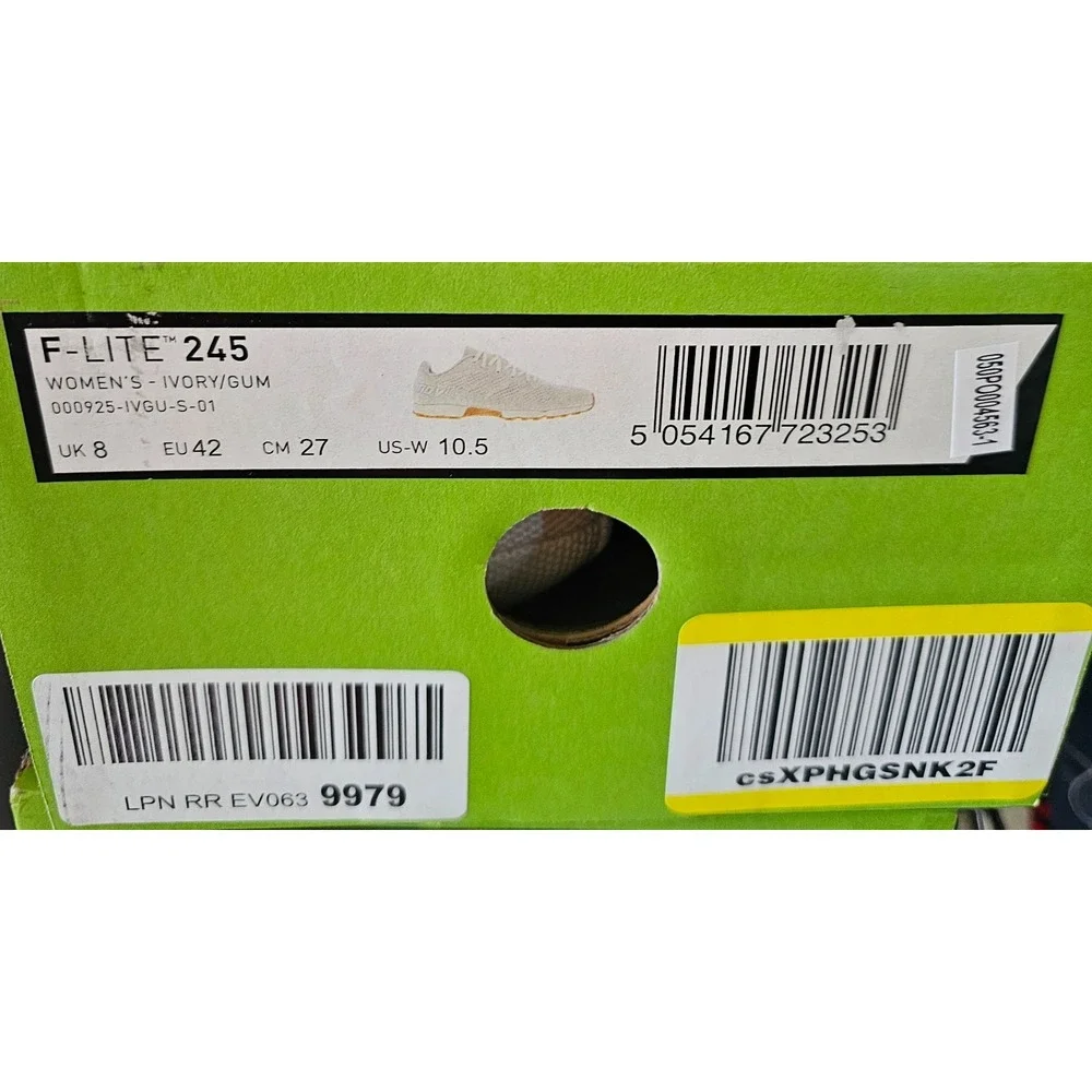 NIB Women's Inov8 F-Lite 245‎ Ivory Gum Athletic Shoes Size 10.5